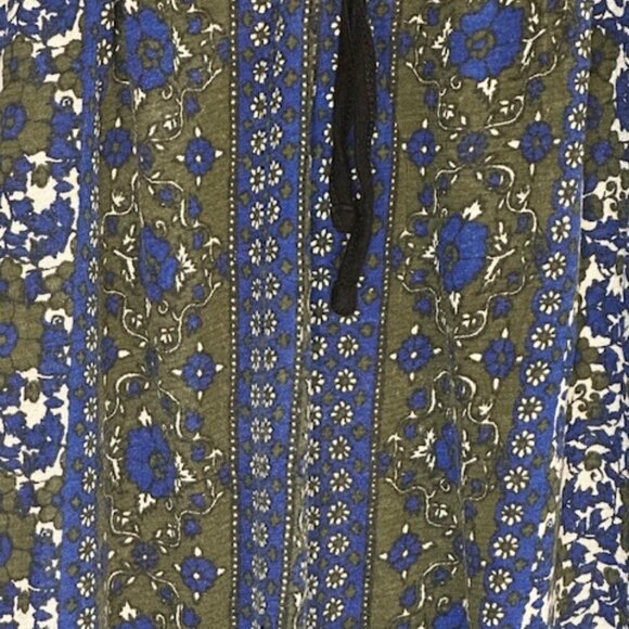 Lucky Linen Blend Peasant Top Blue‎ Green - Picture 5 of 5